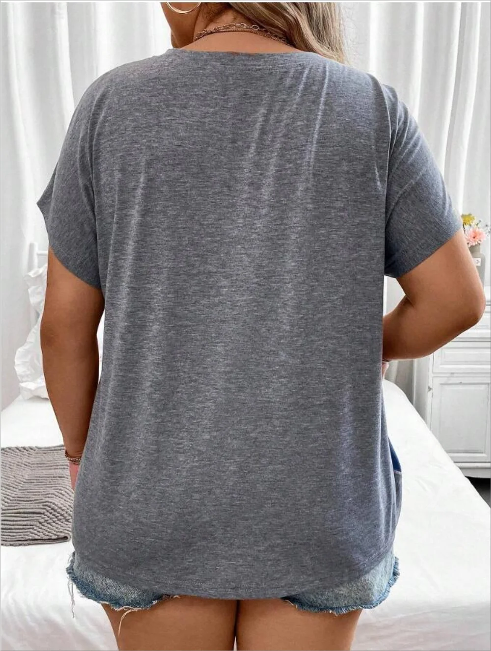 Plus Size European and American Cross Border New Women's Loose Short Sleeve Patchwork Pocket T-shirt Top