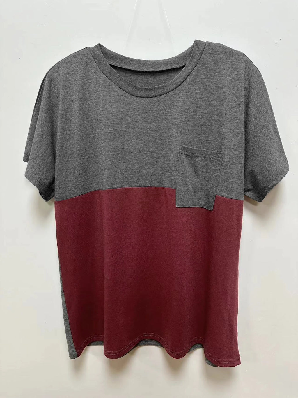 Plus Size European and American Cross Border New Women's Loose Short Sleeve Patchwork Pocket T-shirt Top