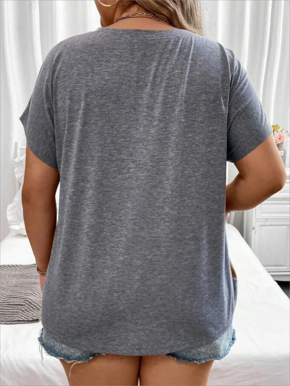 Plus Size European and American Cross Border New Women's Loose Short Sleeve Patchwork Pocket T-shirt Top