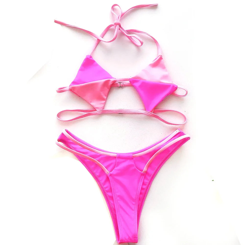 Ensemble de Bikini Rouge Sexy Creusé pour Femmes