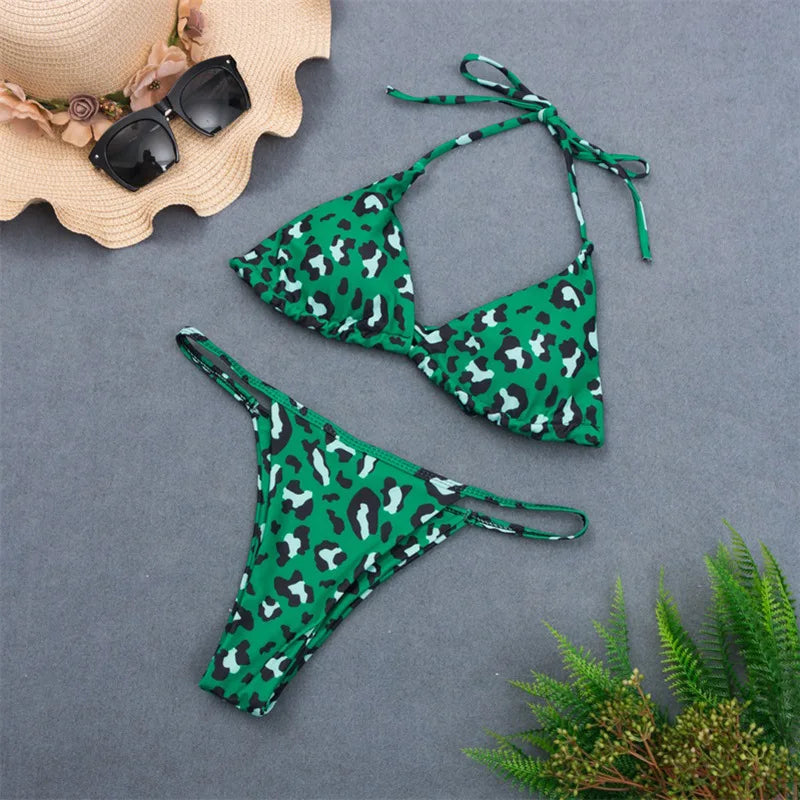 Ensemble Bikini Uni 9 Couleurs 2025 Maillot de Bain Sexy Push-Up Femme Maillot Brésilien Taille Basse Biquini Halter Two Pieces Bathing Suit