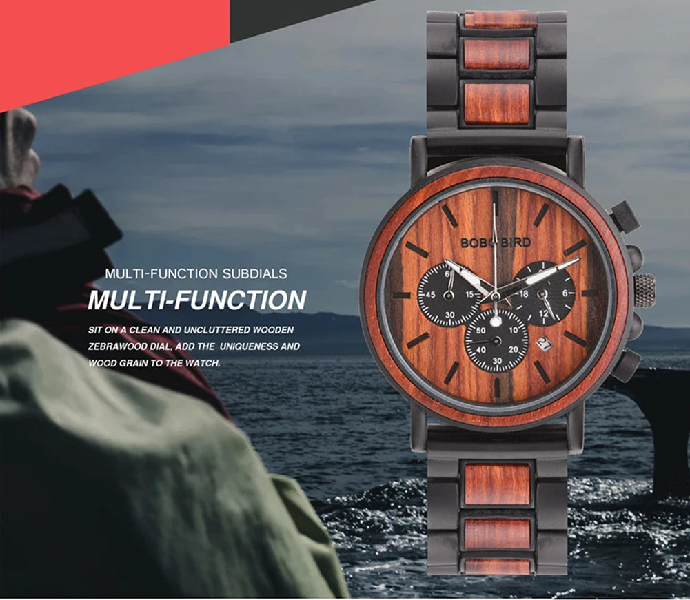 BOBO BIRD Montre homme cadre en bois