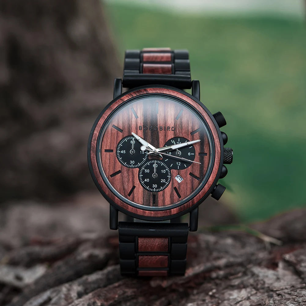 BOBO BIRD Montre homme cadre en bois
