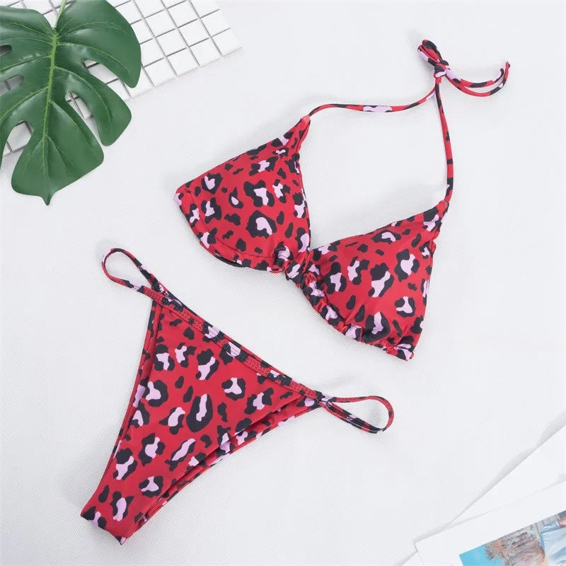Ensemble Bikini Uni 9 Couleurs 2025 Maillot de Bain Sexy Push-Up Femme Maillot Brésilien Taille Basse Biquini Halter Two Pieces Bathing Suit