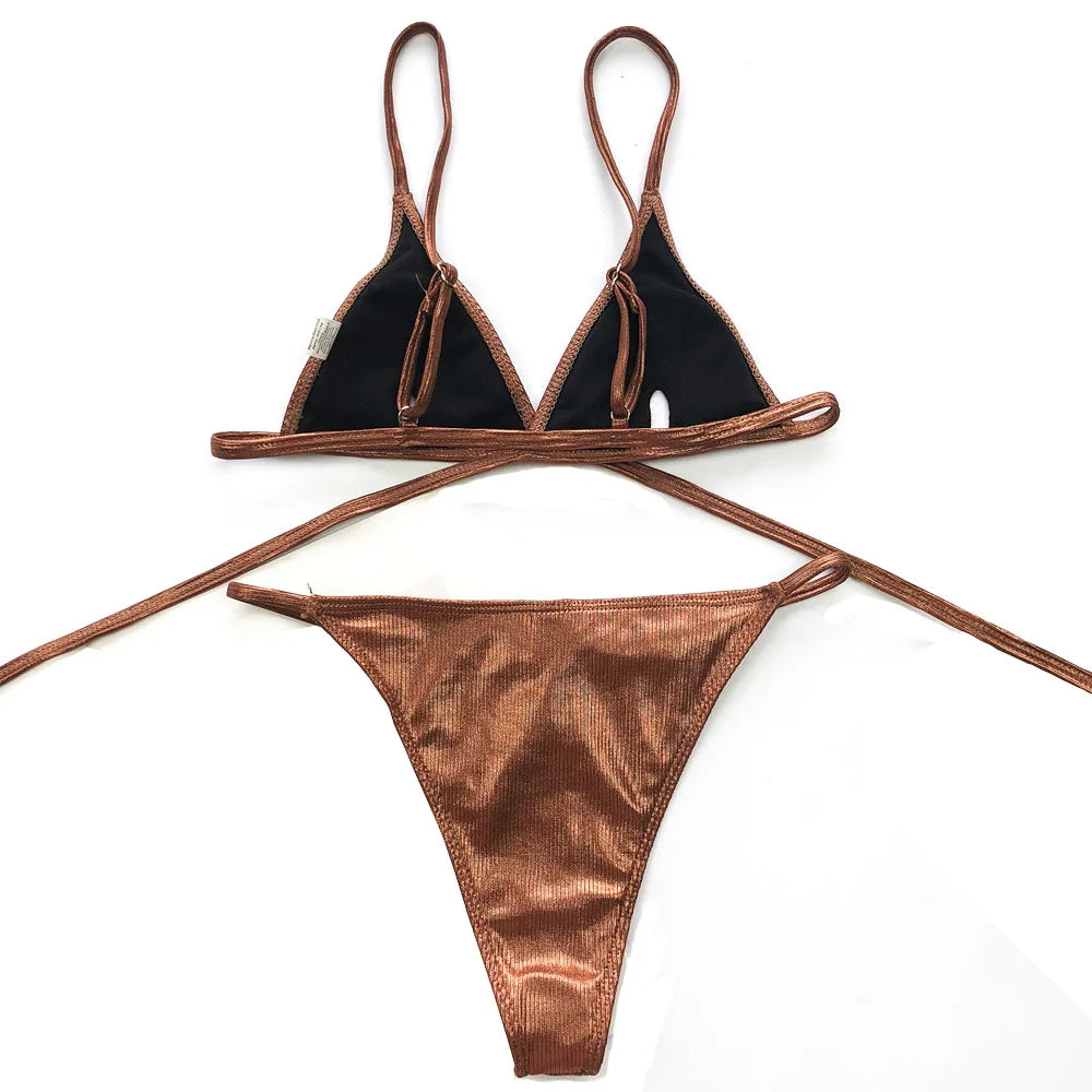 Ensemble de Bikini Rouge Sexy Creusé pour Femmes