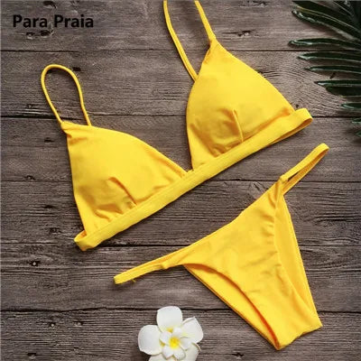 Ensemble Bikini Uni 9 Couleurs 2025 Maillot de Bain Sexy Push-Up Femme Maillot Brésilien Taille Basse Biquini Halter Two Pieces Bathing Suit