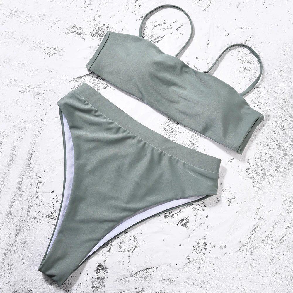 ZTVitality Bikinis Sexy Bikini Push-Up Uni 2021 Vente Chaude Soutien-Gorge Rembourré Bretelles Maillot de Bain Taille Haute Maillot de Bain Femme Biquini