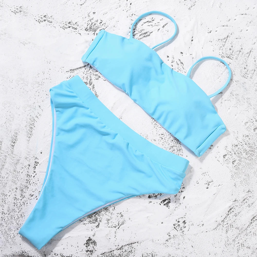 ZTVitality Bikinis Sexy Bikini Push-Up Uni 2021 Vente Chaude Soutien-Gorge Rembourré Bretelles Maillot de Bain Taille Haute Maillot de Bain Femme Biquini