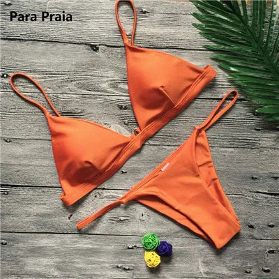 Ensemble Bikini Uni 9 Couleurs 2025 Maillot de Bain Sexy Push-Up Femme Maillot Brésilien Taille Basse Biquini Halter Two Pieces Bathing Suit