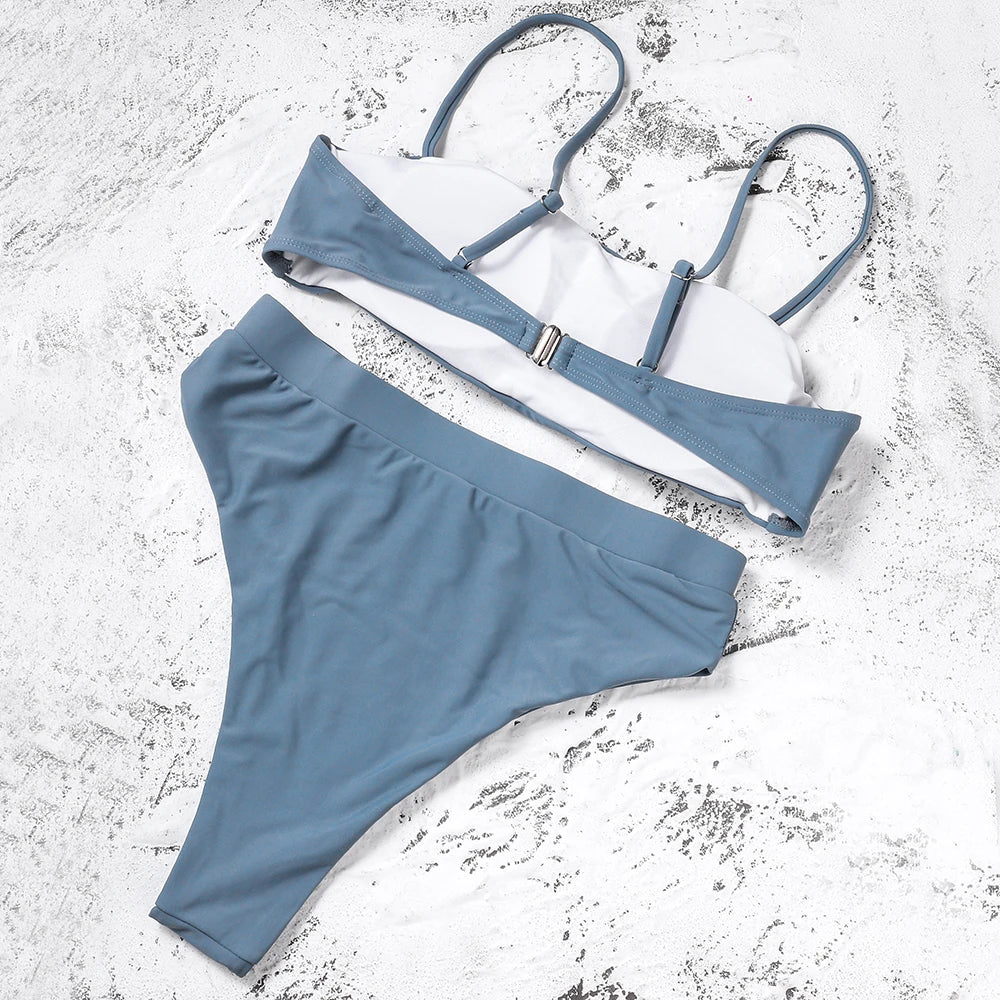 ZTVitality Bikinis Sexy Bikini Push-Up Uni 2021 Vente Chaude Soutien-Gorge Rembourré Bretelles Maillot de Bain Taille Haute Maillot de Bain Femme Biquini