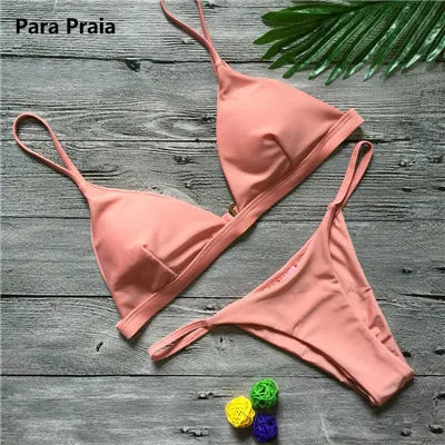 Ensemble Bikini Uni 9 Couleurs 2025 Maillot de Bain Sexy Push-Up Femme Maillot Brésilien Taille Basse Biquini Halter Two Pieces Bathing Suit