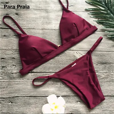 Ensemble Bikini Uni 9 Couleurs 2025 Maillot de Bain Sexy Push-Up Femme Maillot Brésilien Taille Basse Biquini Halter Two Pieces Bathing Suit