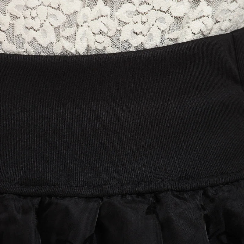 Jupe d'été Zuolunouba Slim Preppy pour femmes, mini tutu à fleurs avec nœud, jupe-short en dentelle extensible, taille haute pour étudiante