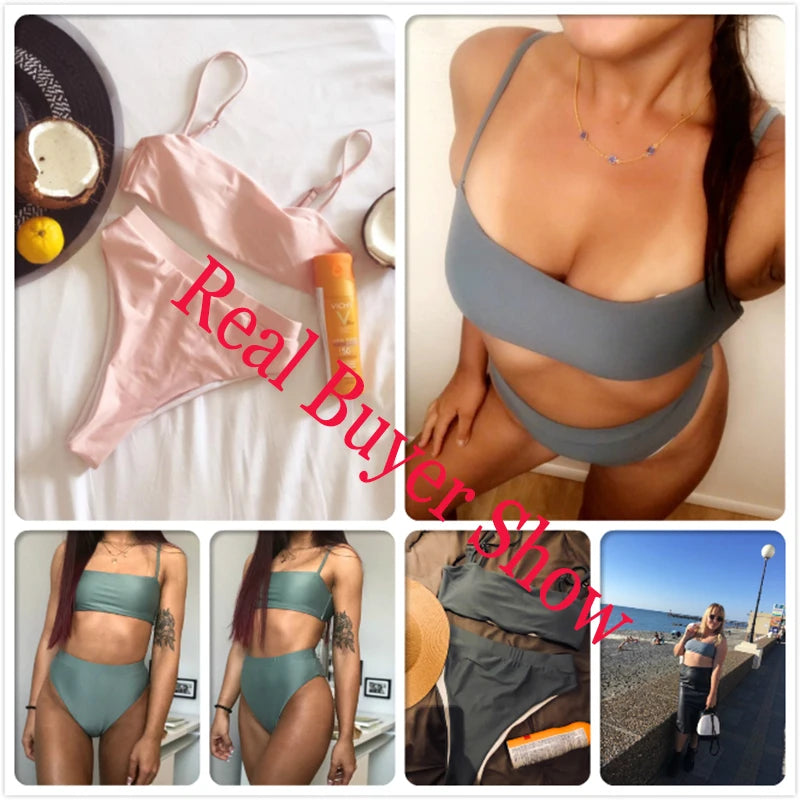ZTVitality Bikinis Sexy Bikini Push-Up Uni 2021 Vente Chaude Soutien-Gorge Rembourré Bretelles Maillot de Bain Taille Haute Maillot de Bain Femme Biquini