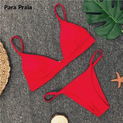 Ensemble Bikini Uni 9 Couleurs 2025 Maillot de Bain Sexy Push-Up Femme Maillot Brésilien Taille Basse Biquini Halter Two Pieces Bathing Suit