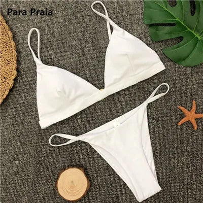 Ensemble Bikini Uni 9 Couleurs 2025 Maillot de Bain Sexy Push-Up Femme Maillot Brésilien Taille Basse Biquini Halter Two Pieces Bathing Suit