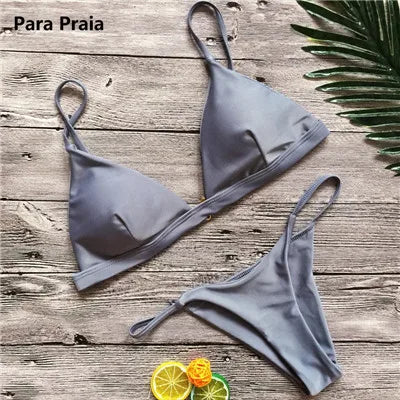 Ensemble Bikini Uni 9 Couleurs 2025 Maillot de Bain Sexy Push-Up Femme Maillot Brésilien Taille Basse Biquini Halter Two Pieces Bathing Suit