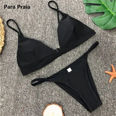 Ensemble Bikini Uni 9 Couleurs 2025 Maillot de Bain Sexy Push-Up Femme Maillot Brésilien Taille Basse Biquini Halter Two Pieces Bathing Suit
