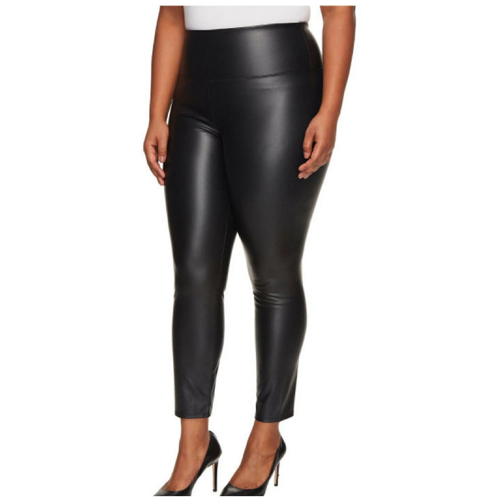 Shiny Stretchy Faux Leather Leggings Plus Size Super Stretchy Spandex Clothing PU Leather Pant Tummy Control Oversized Pants