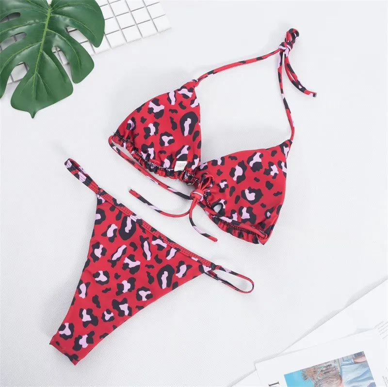 Ensemble Bikini Uni 9 Couleurs 2025 Maillot de Bain Sexy Push-Up Femme Maillot Brésilien Taille Basse Biquini Halter Two Pieces Bathing Suit