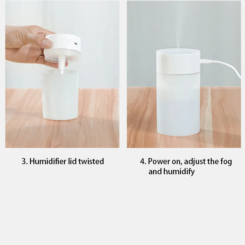 260ML USB Ultrasonic Air Humidifier LED Lamp Mini Essential Oil Diffuser Car Purifier Aroma Anion Mist Maker With Romantic Light