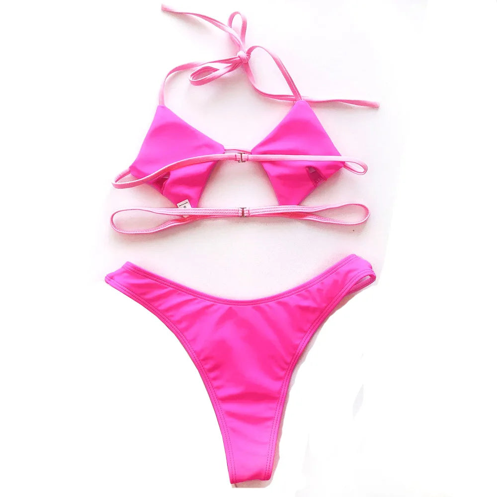 Ensemble de Bikini Rouge Sexy Creusé pour Femmes