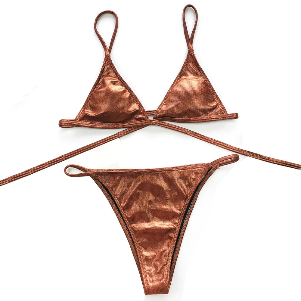 Ensemble de Bikini Rouge Sexy Creusé pour Femmes