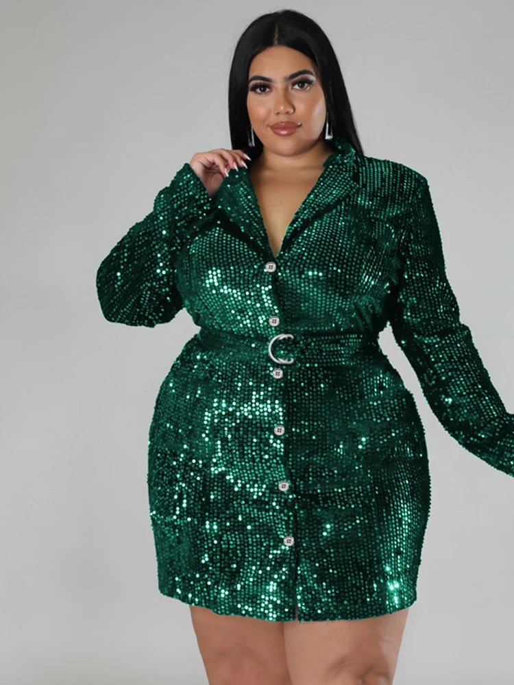 Robe Blazer à Sequins pour Femmes - Robes de Bal Luxueuses et Élégantes, Tenue de Fête, Grandes Tailles, Vêtements pour Femmes, Robe de Noël, Vente en Gros et Dropshipping
