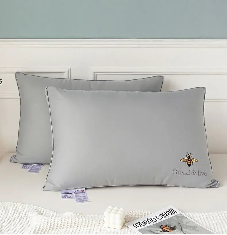 Oreiller en coton et fibre de soja 100% Core Oreillers en coton lavables Oreillers de qualité A Oreiller bas Oreiller moyen Oreiller haut Oreillers cervicaux pour le sommeil