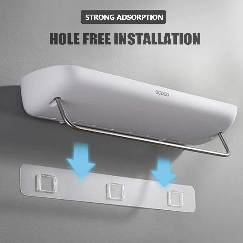Shampoo Storage Rack Holder Shower Storage Organizer With Towel Bar Bathroom Storage Shelf No Drilling Wall-Mounted