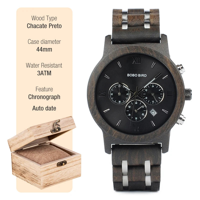 BOBO BIRD Montre homme cadre en bois