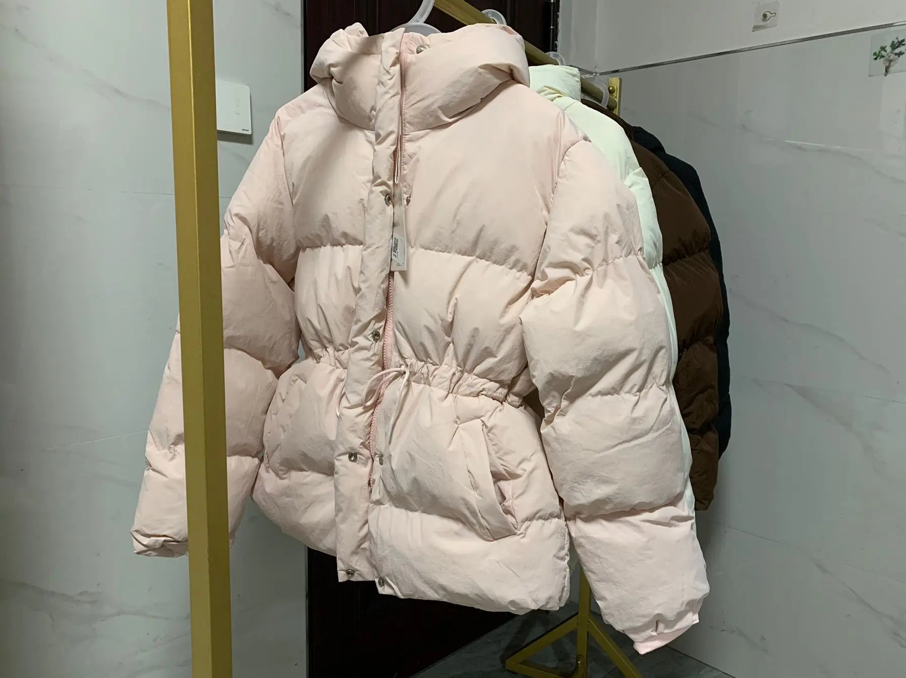 Winter Drawstring Lace-up Snow Women's Warm Down Jacket Hooded Puffer Jacket Women Parkas High Quality Cotton Padded Coat