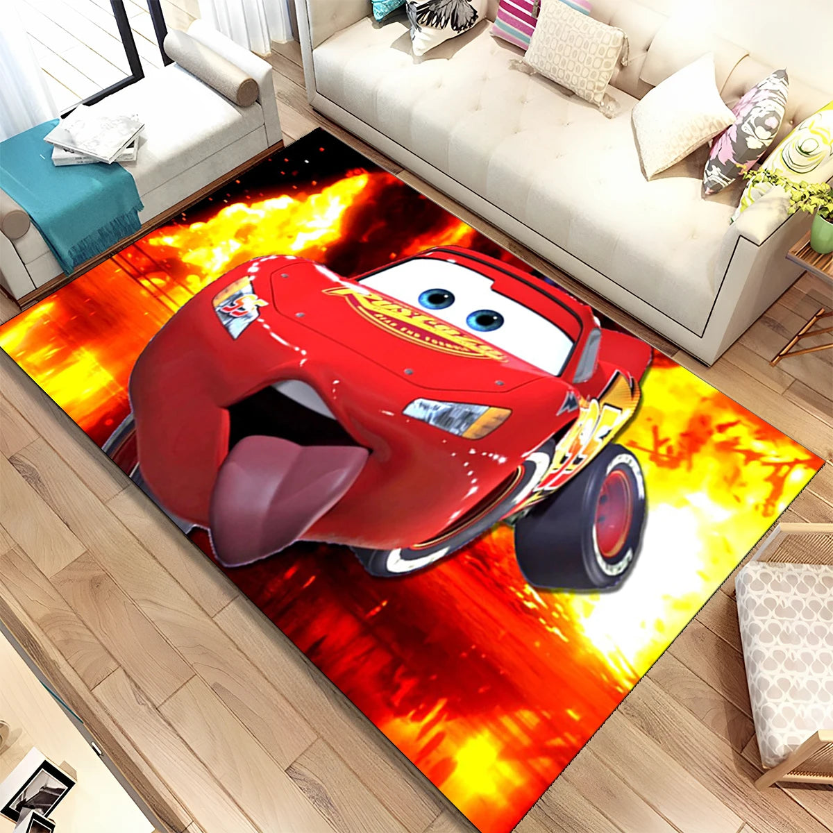 Lightning McQueen Cars Cartoon Racing Carpet Rug for Home Living Room Bedroom Sofa Doormat Decor,kid Area Rug Non-slip Floor Mat