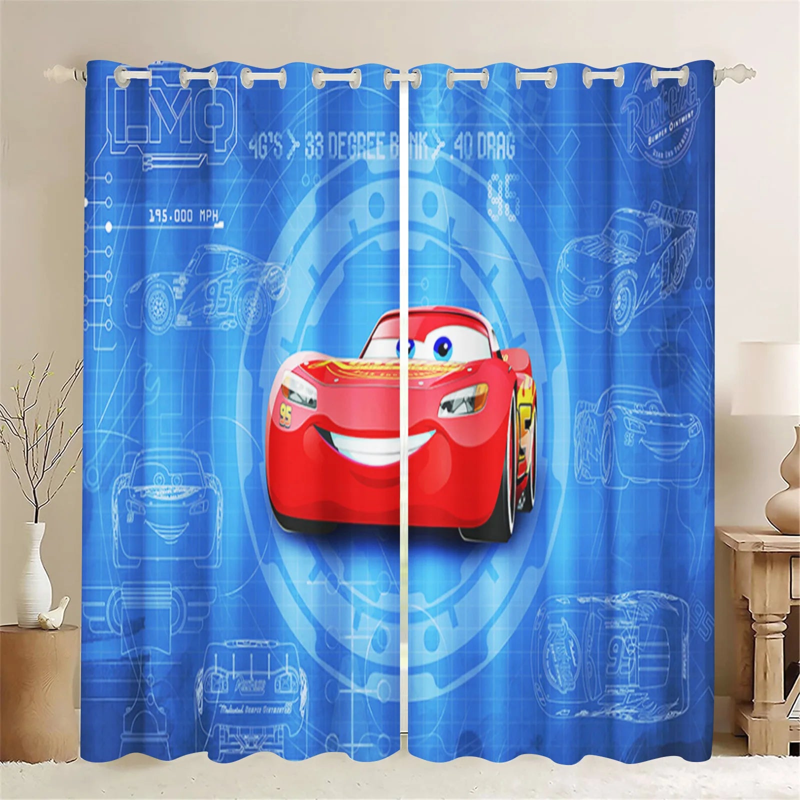 Lightning McQueen Series Curtains For Living Room Luxury Set Home Decor Blackout Curtains Balcony Screen Dustproof Cartoon Home