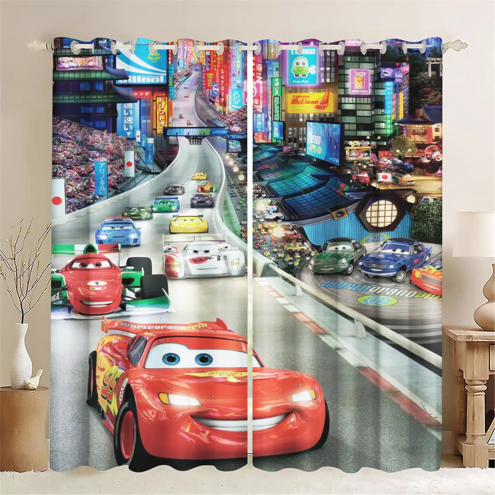 Lightning McQueen Series Curtains For Living Room Luxury Set Home Decor Blackout Curtains Balcony Screen Dustproof Cartoon Home