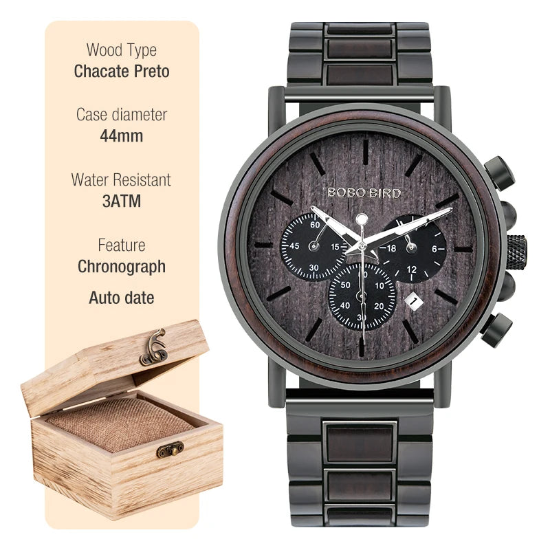 BOBO BIRD Montre homme cadre en bois
