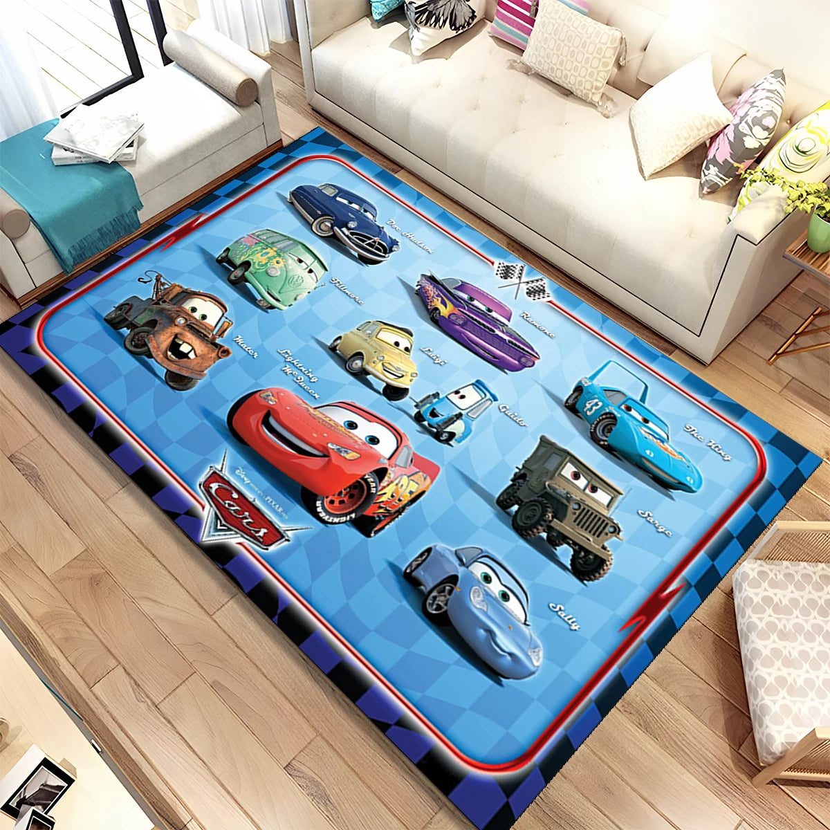 Lightning McQueen Cars Cartoon Racing Carpet Rug for Home Living Room Bedroom Sofa Doormat Decor,kid Area Rug Non-slip Floor Mat