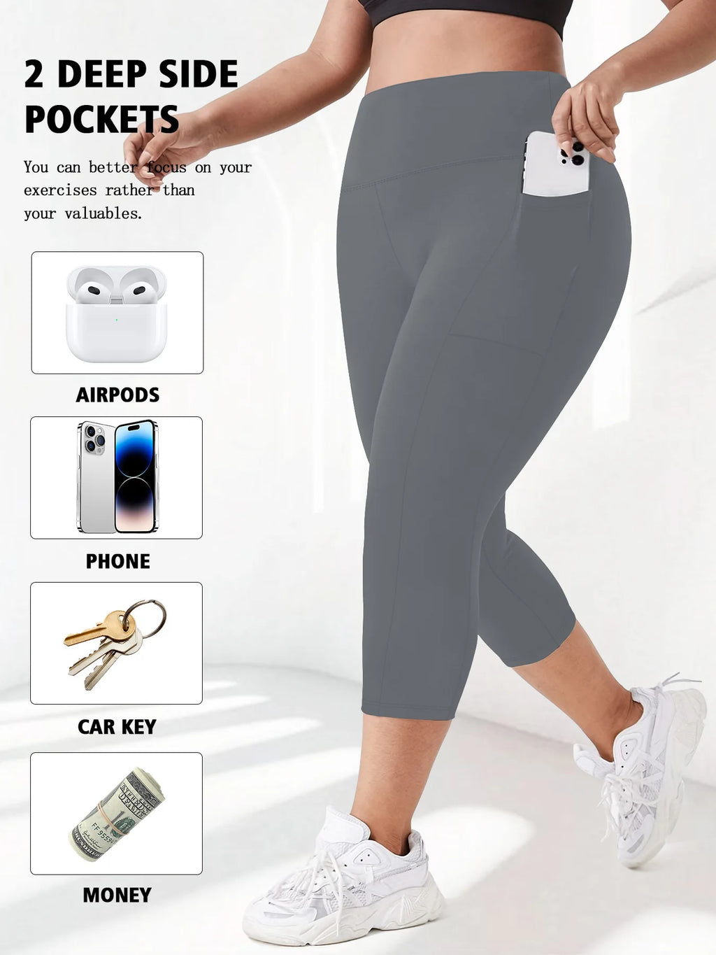 High Waist Yoga Pants with Pockets Sports Leggings for Women Plus Size Fitness Pilates Workout