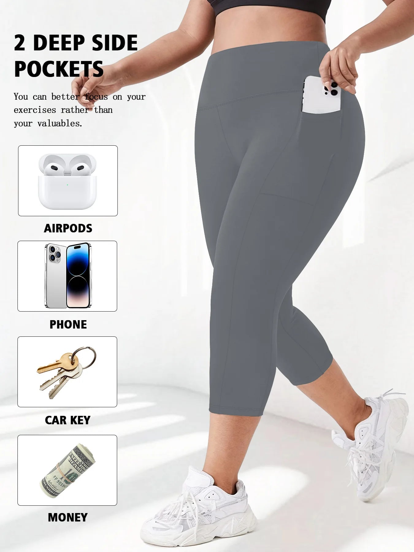 High Waist Yoga Pants with Pockets Sports Leggings for Women Plus Size Fitness Pilates Workout