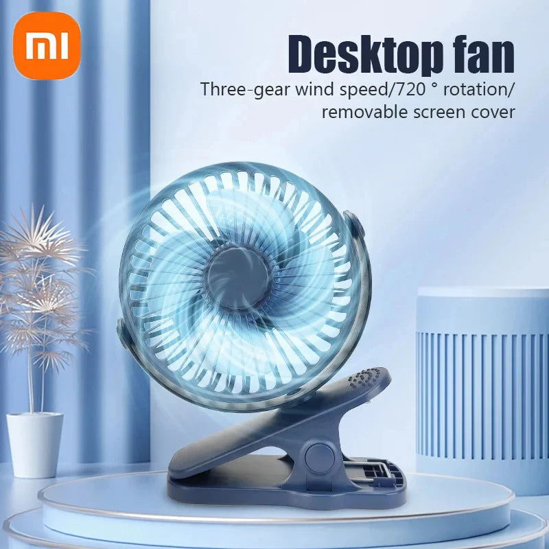 Xiaomi Rechargeable Portable Electric Fan 720° Rotating Clip Fan Night Light Air Cooler Outdoor Camping Small Fan Ventilator
