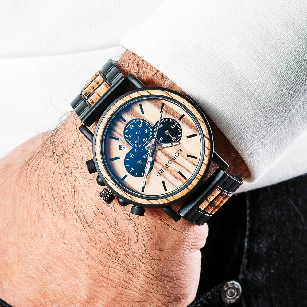 BOBO BIRD Montre homme cadre en bois