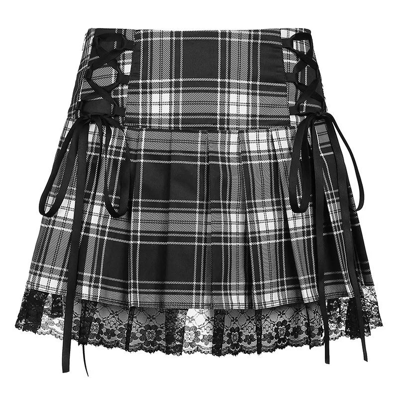 Vintage Dark Grey Mini Skirts Women Ruffles Pleated Sexy Shorts Skirts Female Fashion 2024 Streetwear Mujer Faldas