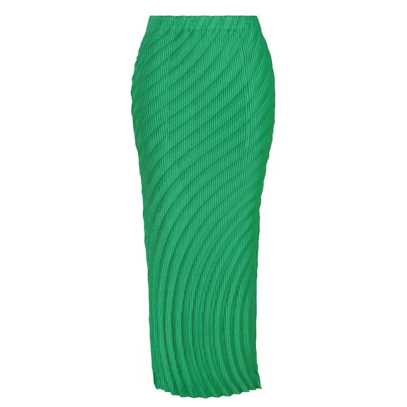 YUDX Pleated Half Skirt 2024 Autumn Half Skirt Women Solid Versatile Design Sense Casual Simple High Waist Mid-length Skirt