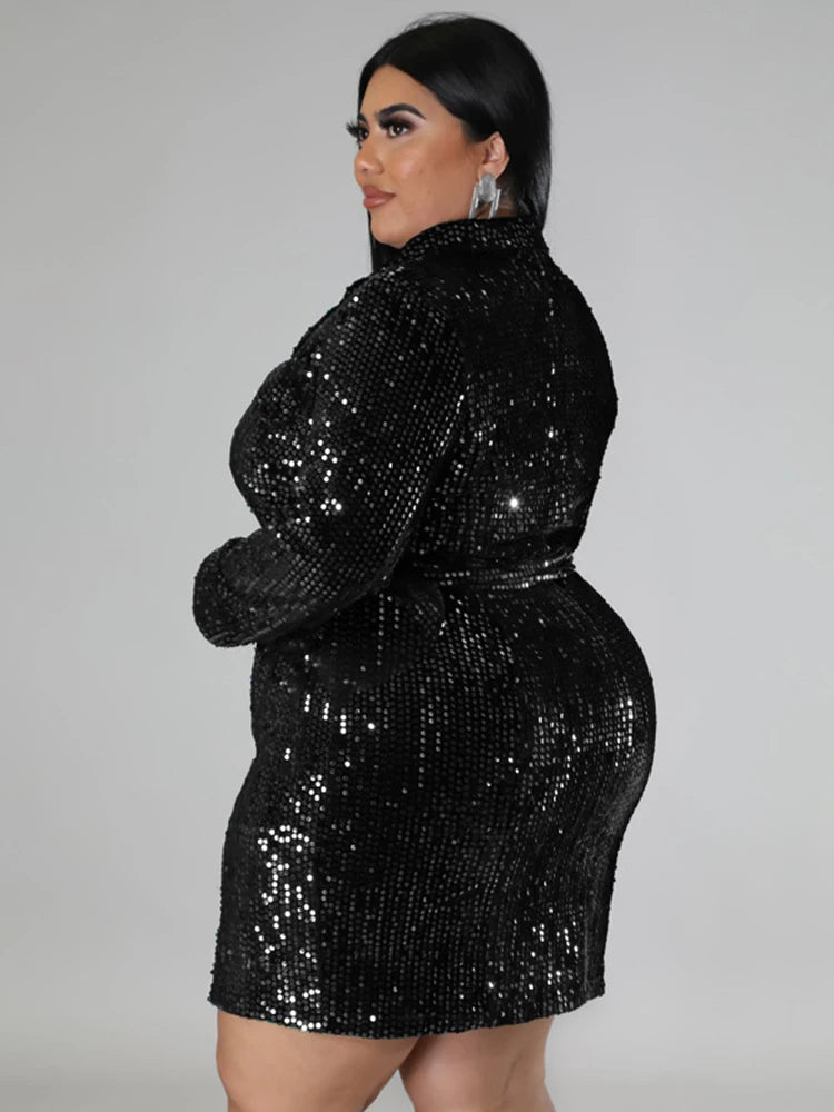 Robe Blazer à Sequins pour Femmes - Robes de Bal Luxueuses et Élégantes, Tenue de Fête, Grandes Tailles, Vêtements pour Femmes, Robe de Noël, Vente en Gros et Dropshipping