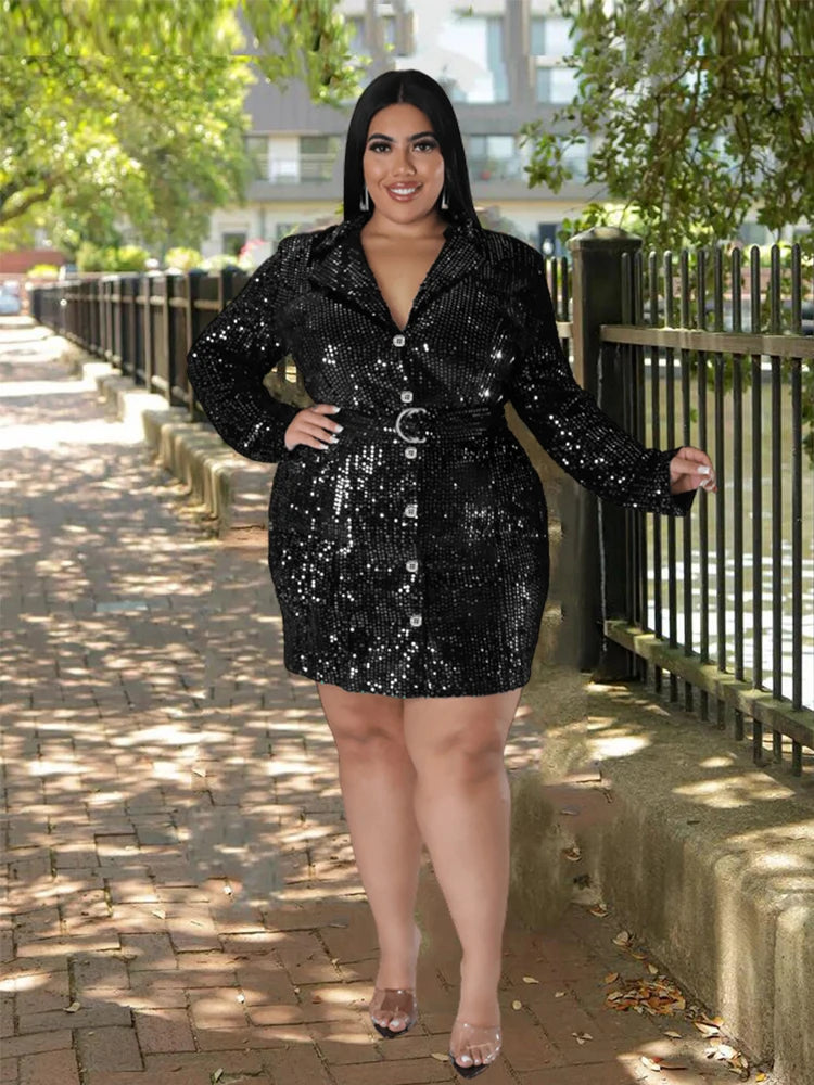 Robe Blazer à Sequins pour Femmes - Robes de Bal Luxueuses et Élégantes, Tenue de Fête, Grandes Tailles, Vêtements pour Femmes, Robe de Noël, Vente en Gros et Dropshipping