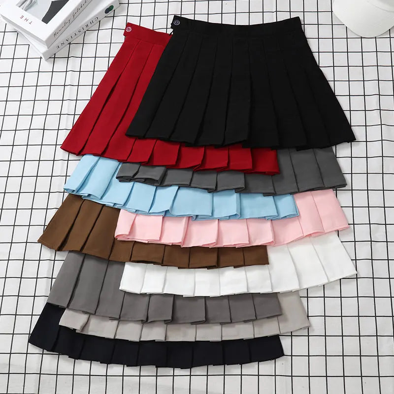 Jupe noire femme taille haute vêtements d'été vintage coréens Harajuku rouge jupe courte évasée Eam plissée pour femme