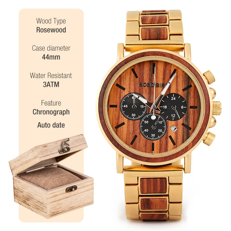 BOBO BIRD Montre homme cadre en bois