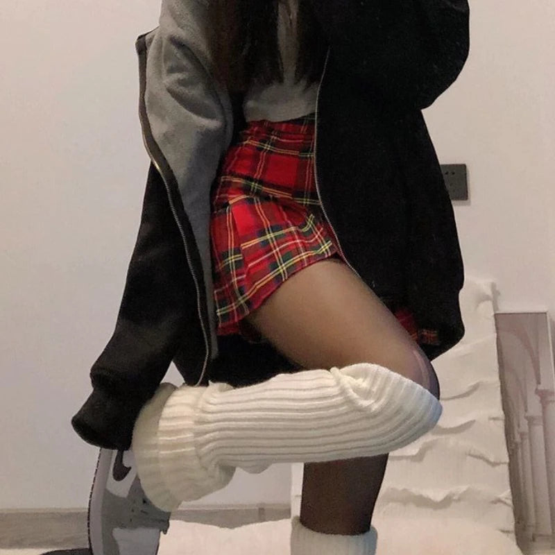 Plaid Pleated Mini Skirts For Women Casual Simple Korean Fashion Preppy Style Vintage Chic High Waist Faldas Hotsweet All-match