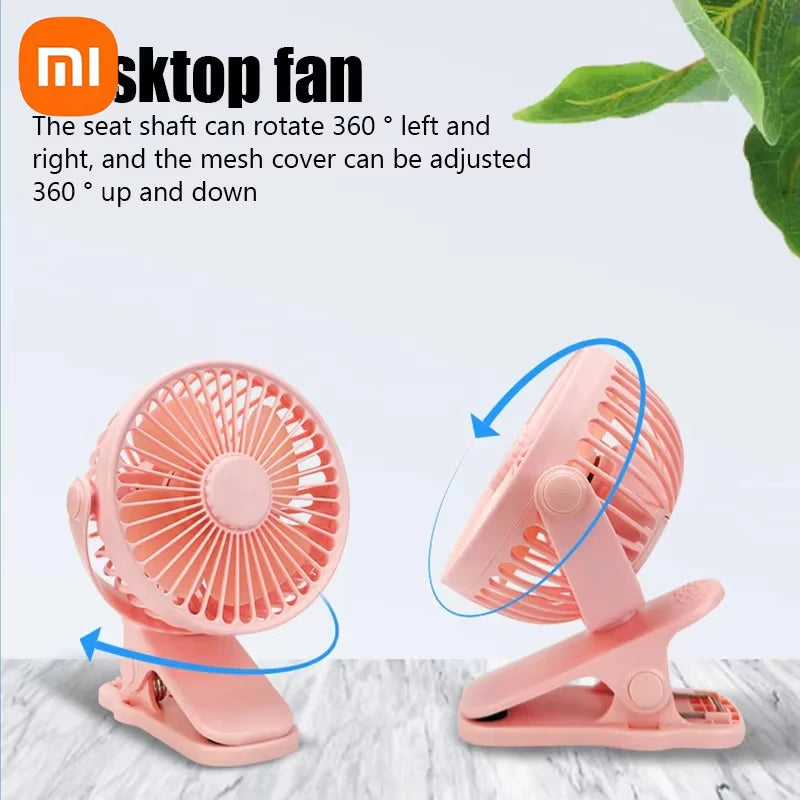 Xiaomi Rechargeable Portable Electric Fan 720° Rotating Clip Fan Night Light Air Cooler Outdoor Camping Small Fan Ventilator