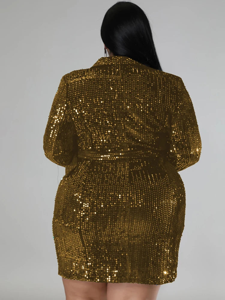 Robe Blazer à Sequins pour Femmes - Robes de Bal Luxueuses et Élégantes, Tenue de Fête, Grandes Tailles, Vêtements pour Femmes, Robe de Noël, Vente en Gros et Dropshipping